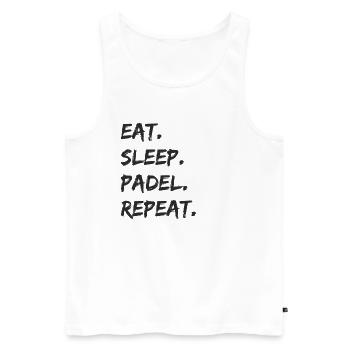 Padel Tennis - eat sleep padel repeat - Männer Premium Bio Tank Top - Weiß - Vorne - Michal (187cm)