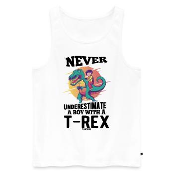 Ne sous-estimez jamais un garçon avec un T-Rex - Débardeur bio Premium Homme - blanc - Devant - Michal (187cm)