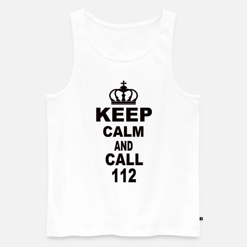 Keep Calm And Call 112 - Männer Premium Bio Tank Top - Weiß