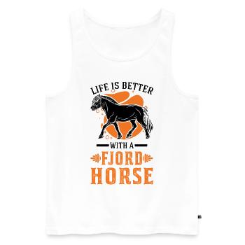 La vie est meilleure avec un Fjord Horse Fjordpferd - Débardeur bio Premium Homme - blanc - Devant - Michal (187cm)
