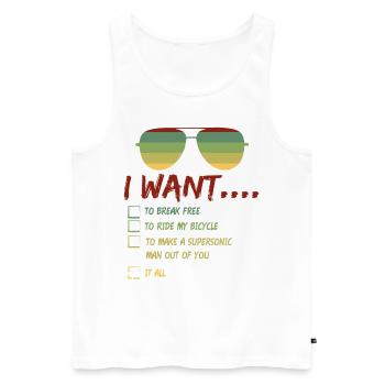 Je veux casser les lunettes de soleil l’été - Débardeur bio Premium Homme - blanc - Devant - Michal (187cm)