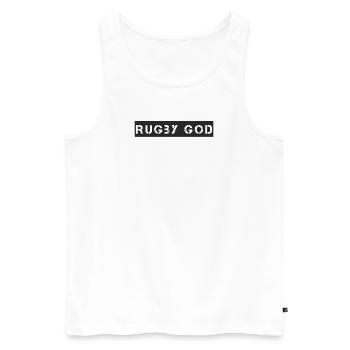 Rugby - Rugby God - Männer Premium Bio Tank Top - Weiß - Vorne - AI Model Male 178 light (178cm)