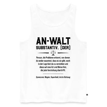 Anwalt Defintion Substantiv Rechtsanwalt Jura Juri - Männer Premium Bio Tank Top - Weiß - Vorne - Michal (187cm)