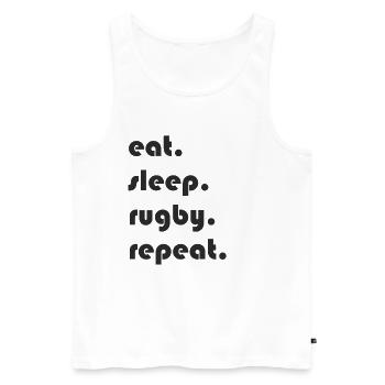 Rugby - eat. Sleep. rugby. repeat. - Men's Premium Organic Tank Top - white - Front - AI Model Male 178 light (178cm)
