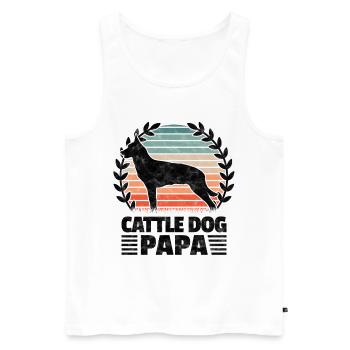 Cattle Dog Papa Australian Cattle Dog - Männer Premium Bio Tank Top - Weiß - Vorne - Michal (187cm)