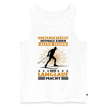 Unterschätze Niemals Einen Alten Mann Der Langlauf - Männer Premium Bio Tank Top - Weiß - Vorne - Michal (187cm)