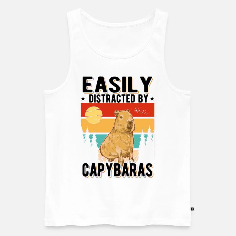 Facilement distrait par Capybaras capybara - Débardeur bio Premium Homme - blanc