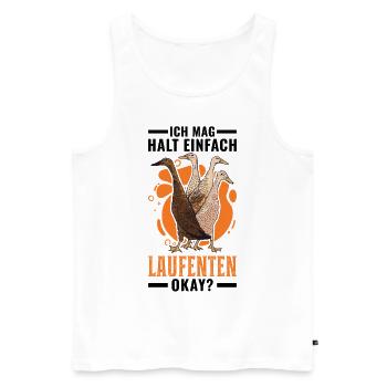 Ich mag halt einfach Laufenten okay - Männer Premium Bio Tank Top - Weiß - Vorne - Michal (187cm)