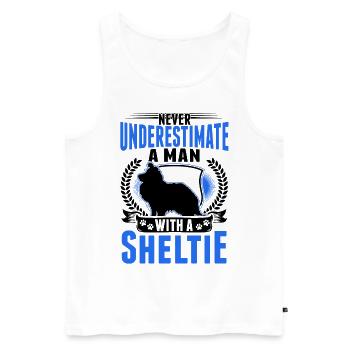 Sheltie Mann Shetland Sheepdog - Men's Premium Organic Tank Top - white - Front - AI Model Male 178 light (178cm)