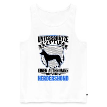 Hollandse Herder Alter Mann Herdershond - Männer Premium Bio Tank Top - Weiß - Vorne - Michal (187cm)