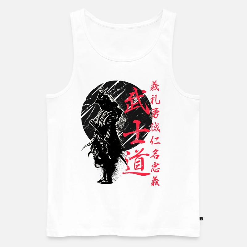 Bushido-Code Samurai Japanischer Krieger Kanji - Männer Premium Bio Tank Top - Weiß