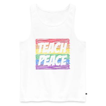 Teach Peace Educator Schwuler Lesbischer - Männer Premium Bio Tank Top - Weiß - Vorne - AI Model Male 178 light (178cm)