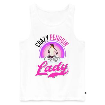 Crazy Penguin lady Pinguin - Men's Premium Organic Tank Top - white - Front - Michal (187cm)