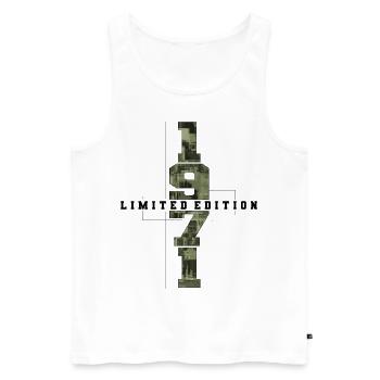 Camouflage 1971 Geboren Geburtsjahr 1971 Männer - Männer Premium Bio Tank Top - Weiß - Vorne - Michal (187cm)