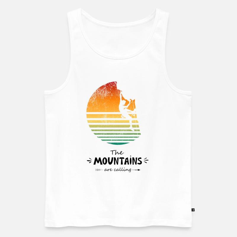 The Mountains Are Calling Klettern Bouldern - Männer Premium Bio Tank Top - Weiß
