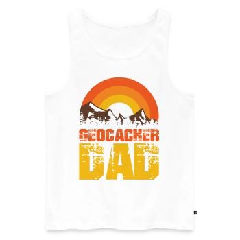 Geocaching-cache-jagd, The Funny Geocacher - Men's Premium Organic Tank Top - white - Front - AI Model Male 178 light (178cm)