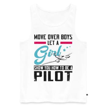 Airplane Pilot Girl Vintage Move - Männer Premium Bio Tank Top - Weiß - Vorne - Michal (187cm)