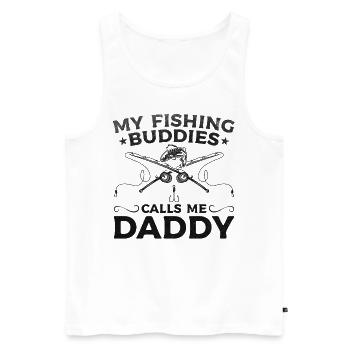 Mes amis pêcheurs m’appellent Papa Fishing Daddy - Débardeur bio Premium Homme - blanc - Devant - Michal (187cm)
