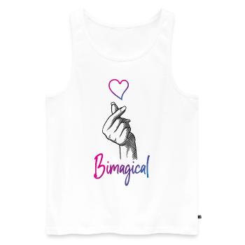 Bisexuel Bi Pride Flag Jeu de mots - Débardeur bio Premium Homme - blanc - Devant - AI Model Male 178 light (178cm)