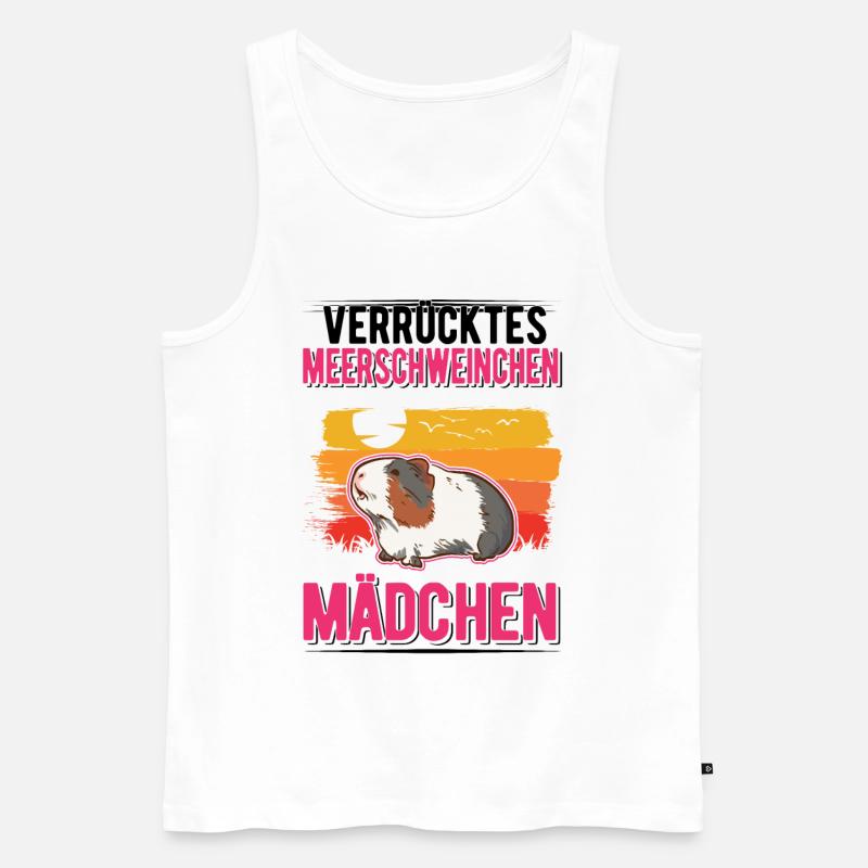Verrücktes Meerschweinchen Mädchen - Männer Premium Bio Tank Top - Weiß