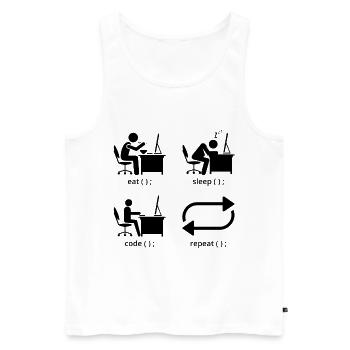 Eat Sleep Code Repeat Coder Programmer Software De - Männer Premium Bio Tank Top - Weiß - Vorne - Michal (187cm)