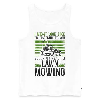 Lawn Mower Mowing Dad Father - Männer Premium Bio Tank Top - Weiß - Vorne - Michal (187cm)