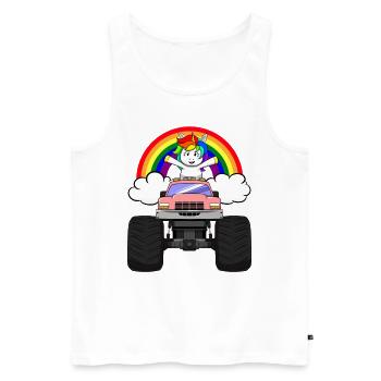 Monster Truck Unicorn Rainbow Clouds I Gift - Men's Premium Organic Tank Top - white - Front - Michal (187cm)