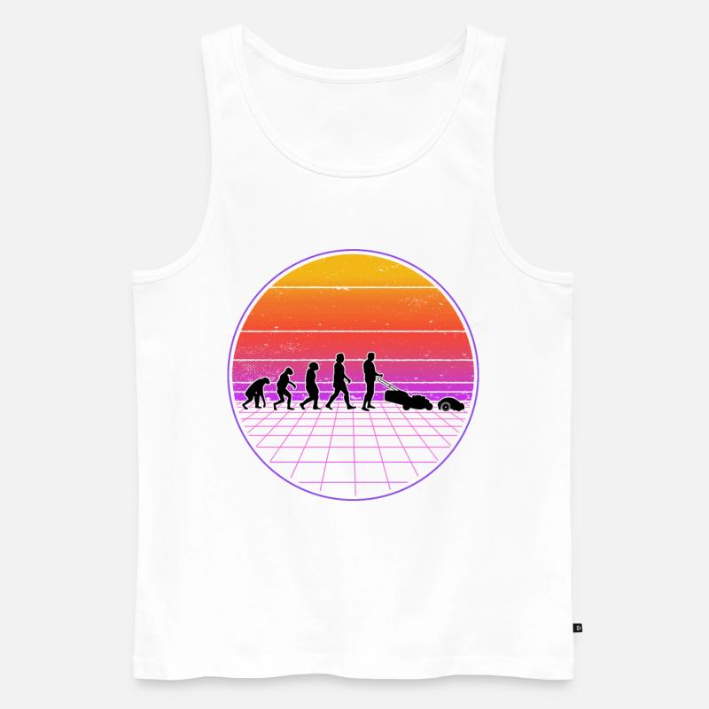 Mähroboter Evolution Retro Rasenroboter - Männer Premium Bio Tank Top - Weiß