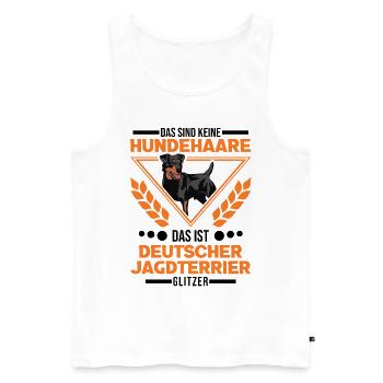 Deutscher Jagdterrier Glitzer - Männer Premium Bio Tank Top - Weiß - Vorne - Michal (187cm)