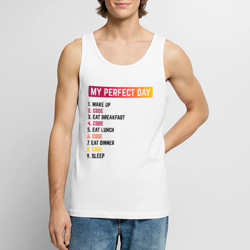 My Perfect Day Wake Up Code Software Developer Pro Männer Premium Bio Tank Top