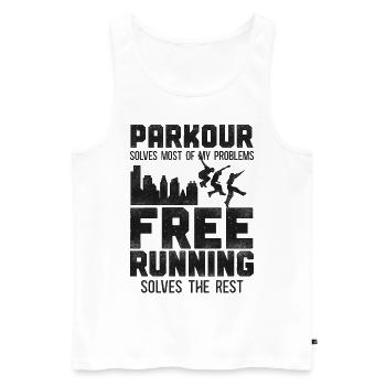 Parkour Free Running Traceur - Men's Premium Organic Tank Top - white - Front - AI Model Male 178 light (178cm)