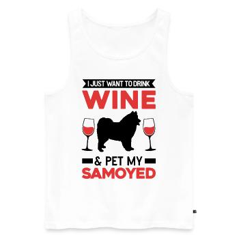 Samoyèdes et vin - Débardeur bio Premium Homme - blanc - Devant - Michal (187cm)