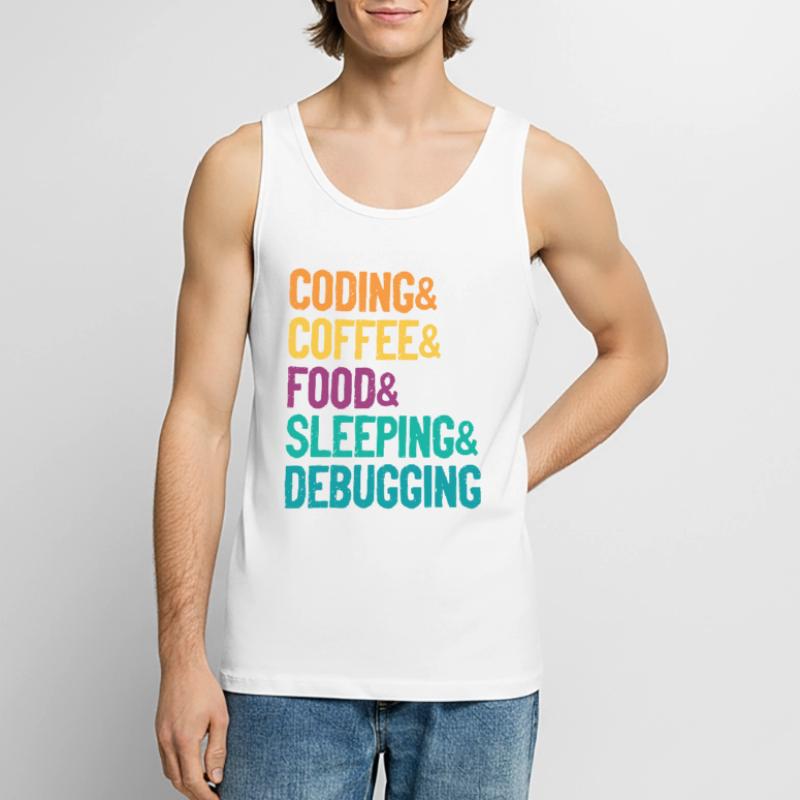 Coding Coffee Food Sleeping Debbuging Programmer C Männer Premium Bio Tank Top