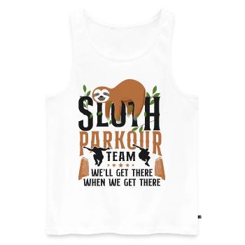 Parkour Free Running Traceur Sloth - Men's Premium Organic Tank Top - white - Front - Michal (187cm)
