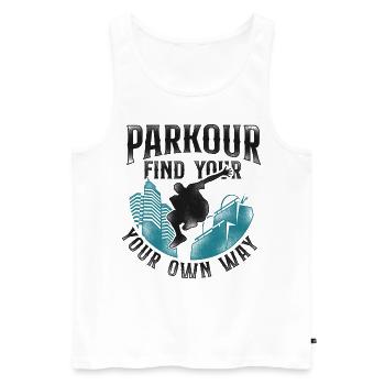 Parkour Free Running Traceur - Débardeur bio Premium Homme - blanc - Devant - Michal (187cm)