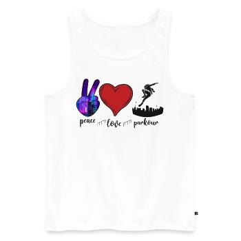 Parkour Free Running Traceur Fille - Débardeur bio Premium Homme - blanc - Devant - Michal (187cm)