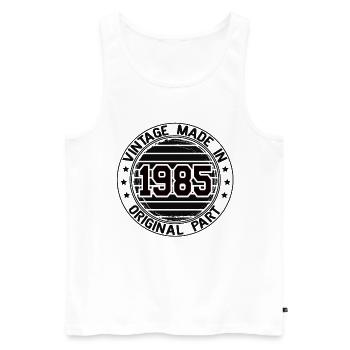Vintage Made In 1985 Pièce originale Anniversaire 1985 - Débardeur bio Premium Homme - blanc - Devant - Michal (187cm)