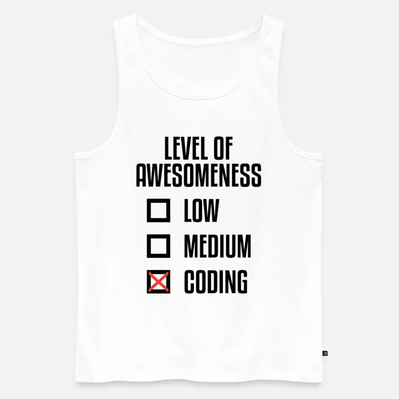 Level Of Awesomeness Low Medium Coding Programming - Männer Premium Bio Tank Top - Weiß