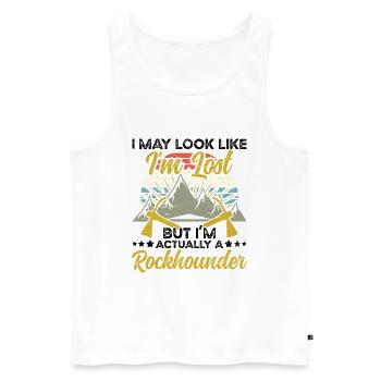 Geology I'm actually Rockhounder Rock - Men's Premium Organic Tank Top - white - Front - Michal (187cm)