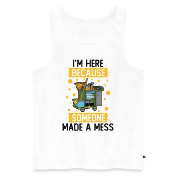 Someone has a mess in cleaning the - Men's Premium Organic Tank Top - white - Front - Michal (187cm)