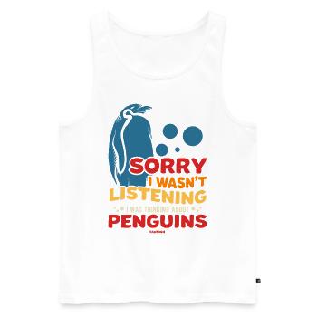 Désolé de ne pas écouter penguins - Débardeur bio Premium Homme - blanc - Devant - Michal (187cm)