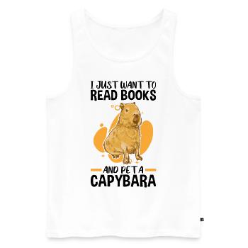 Bücher lesen und Capybaras streicheln - Männer Premium Bio Tank Top - Weiß - Vorne - Michal (187cm)