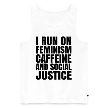 I Run On Feminism Caffeine And Social Justice Gay - Männer Premium Bio Tank Top - Weiß - Vorne - Michal (187cm)
