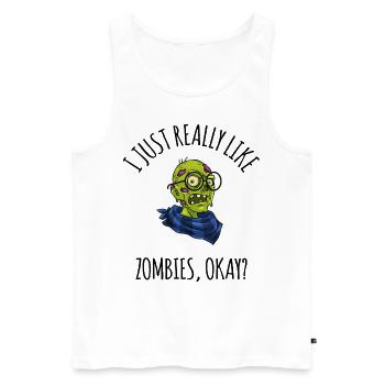 J’aime vraiment les zombies ok? - Débardeur bio Premium Homme - blanc - Devant - Michal (187cm)