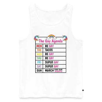 The Gay Agenda Be Gay Pride Bisexual Love Rainbow - Männer Premium Bio Tank Top - Weiß - Vorne - Michal (187cm)