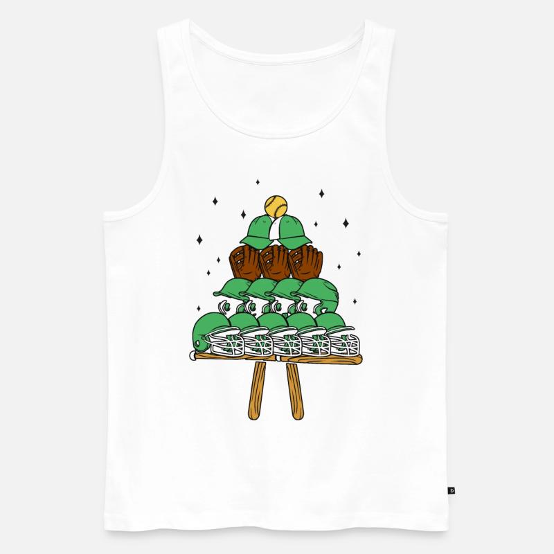 Baseball Fan Christmas Tree - Männer Premium Bio Tank Top - Weiß