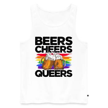 Beers Cheers Queers Bisexual Transgender Love Lgbt - Männer Premium Bio Tank Top - Weiß - Vorne - Michal (187cm)