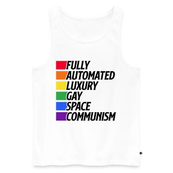 Fully Automated Luxury Gay Space Communism Lesbian - Männer Premium Bio Tank Top - Weiß - Vorne - AI Model Male 178 light (178cm)