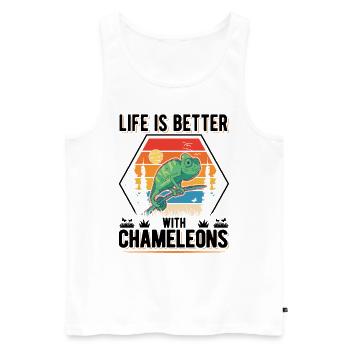 La vie est meilleure avec Chameleons Chameleon - Débardeur bio Premium Homme - blanc - Devant - Michal (187cm)