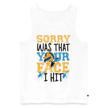 Volleyball Player Team Sorry What - Men's Premium Organic Tank Top - white - Front - Michal (187cm)